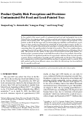 Cover page: Product Quality Risk Perceptions and Decisions: Contaminated Pet Food and Lead‐Painted Toys