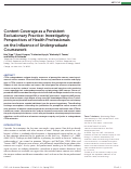 Cover page: Content Coverage as a Persistent Exclusionary Practice: Investigating Perspectives of Health Professionals on the Influence of Undergraduate Coursework.