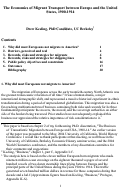 Cover page: The Economics of Migrant Transport between Europe and the United States, 1900-1914
