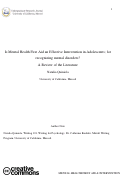 Cover page: Is Mental Health First Aid an Effective Intervention in Adolescents; for recognizing mental disorders? A Review of the Literature