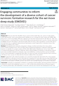 Cover page: Engaging communities to inform the development of a diverse cohort of cancer survivors: formative research for the eat move sleep study (EMOVES)