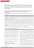 Cover page: Risk Factors for Anal HPV Infection and Anal Precancer in HIV-Infected Men Who Have Sex With Men