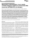 Cover page: Mitochondrial cardiomyopathies: how to identify candidate pathogenic mutations by mitochondrial DNA sequencing, MITOMASTER and phylogeny