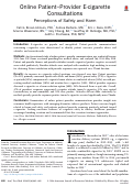 Cover page: Online Patient–Provider E-cigarette Consultations Perceptions of Safety and Harm