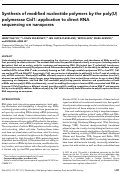 Cover page: Synthesis of modified nucleotide polymers by the poly(U) polymerase Cid1: application to direct RNA sequencing on nanopores