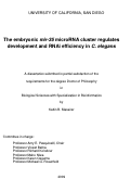Cover page: The embryonic mir-35 microRNA cluster regulates development and RNAi efficiency in C. elegans