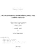 Cover page: Identifying Program Entropy Characteristics with Symbolic Execution