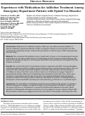 Cover page: Experiences with Medications for Addiction Treatment Among Emergency Department Patients with Opioid Use Disorder