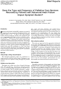 Cover page: Does the Type and Frequency of Palliative Care Services Received by Patients with Advanced Heart Failure Impact Symptom Burden?