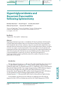 Cover page: Hypertriglyceridemia and Recurrent Pancreatitis following Splenectomy