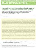 Cover page: Network connectivity predicts effectiveness of responsive neurostimulation in focal epilepsy