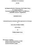 Cover page: An Empirical Study of Alternative Fuel Vehicle Choice by Commercial Fleets: Lessons in Transportation Choices, and Public Agencies' Organization