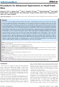 Cover page: Procedures for Behavioral Experiments in Head-Fixed Mice