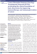 Cover page: Cancer Moonshot Immuno-Oncology Translational Network (IOTN): accelerating the clinical translation of basic discoveries for improving immunotherapy and immunoprevention of cancer