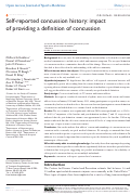 Cover page: Self-reported concussion history: impact of providing a definition of concussion.