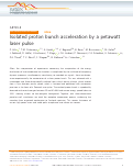 Cover page: Isolated proton bunch acceleration by a petawatt laser pulse