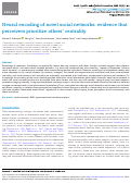 Cover page: Neural encoding of novel social networks: evidence that perceivers prioritize others centrality.