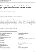 Cover page: Mathematical Oncology: How Are the Mathematical and Physical Sciences Contributing to the War on Breast Cancer?