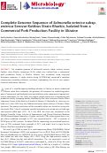 Cover page: Complete Genome Sequence of Salmonella enterica subsp. enterica Serovar Kottbus Strain Kharkiv, Isolated from a Commercial Pork Production Facility in Ukraine.