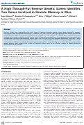 Cover page: A high through-put reverse genetic screen identifies two genes involved in remote memory in mice.