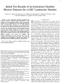 Cover page: Initial test results of an ionization chamber shower detector for a LHC luminosity monitor