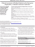 Cover page: Clinical Assessment of Medical Students in the Emergency Department, a National Consensus Conference