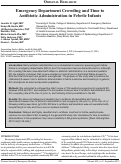 Cover page: Emergency Department Crowding and Time to Antibiotic Administration in Febrile Infants