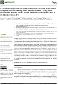 Cover page: Lean Mass Improvement from Nutrition Education and Protein Supplementation among Rural Indian Women Living with HIV/AIDS: Results from Cluster Randomized Factorial Trial at 18-Month Follow-Up