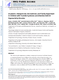 Cover page: Academic, Interpersonal, Recreational, and Family Impairment in Children with Tourette Syndrome and Attention-Deficit/Hyperactivity Disorder