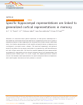 Cover page: Specific hippocampal representations are linked to generalized cortical representations in memory