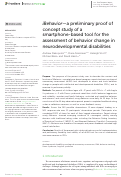 Cover page: iBehavior-a preliminary proof of concept study of a smartphone-based tool for the assessment of behavior change in neurodevelopmental disabilities.