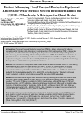 Cover page: Factors Influencing Use of Personal Protective Equipment Among Emergency Medical Services Responders During the COVID-19 Pandemic: A Retrospective Chart Review