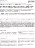 Cover page: A Multianalyte Assay Panel With Cell‐Bound Complement Activation Products Predicts Transition of Probable Lupus to American College of Rheumatology–Classified Lupus