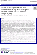 Cover page: Agricultural management and plant selection interactively affect rhizosphere microbial community structure and nitrogen cycling
