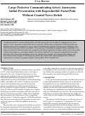 Cover page: Large Posterior Communicating Artery Aneurysm:  Initial Presentation with Reproducible Facial Pain Without Cranial Nerve Deficit