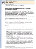 Cover page: Mild cognitive impairment due to Alzheimer disease in the community