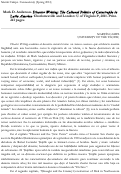 Cover page: Mark D. Anderson. Disaster Writing: The Cultural Politics of Catastrophe in  Latin America. Charlottesville and London: U of Virginia P, 2011. Print.  241 pages