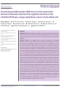 Cover page: Examining possible gender differences in the association between education and late‐life cognitive function in the LifeAfter90 Study, a large multiethnic cohort of the oldest‐old