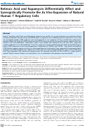 Cover page: Retinoic Acid and Rapamycin Differentially Affect and Synergistically Promote the Ex Vivo Expansion of Natural Human T Regulatory Cells