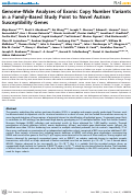 Cover page: Genome-Wide Analyses of Exonic Copy Number Variants in a Family-Based Study Point to Novel Autism Susceptibility Genes