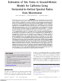 Cover page: Estimation of Site Terms in Ground-Motion Models for California Using Horizontal-to-Vertical Spectral Ratios from Microtremor