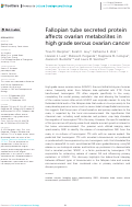 Cover page: Fallopian tube secreted protein affects ovarian metabolites in high grade serous ovarian cancer