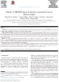 Cover page: Validity of PROMIS physical function measured in diverse clinical samples.