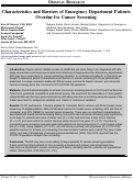 Cover page: Characteristics and Barriers of Emergency Department Patients Overdue for Cancer Screening