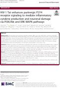 Cover page: HIV-1 Tat enhances purinergic P2Y4 receptor signaling to mediate inflammatory cytokine production and neuronal damage via PI3K/Akt and ERK MAPK pathways