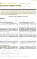 Cover page: The environmental and health impacts of tobacco agriculture, cigarette manufacture and consumption