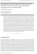 Cover page: Revisiting the Foreign Language Classroom Anxiety Scale (FLCAS): The Anxiety of Female English Language Learners in Saudi Arabia