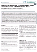 Cover page: Residential greenness, activities of daily living, and instrumental activities of daily living: A longitudinal cohort study of older adults in China.