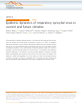 Cover page: Epidemic dynamics of respiratory syncytial virus in current and future climates