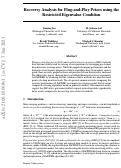 Cover page: Recovery Analysis for Plug-and-Play Priors using the Restricted Eigenvalue Condition